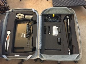 Monitor puppetry kit in it's case